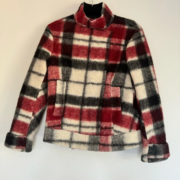 Zara Plaid Wool Mohair Jacket Size: M - Picture 7 of 8